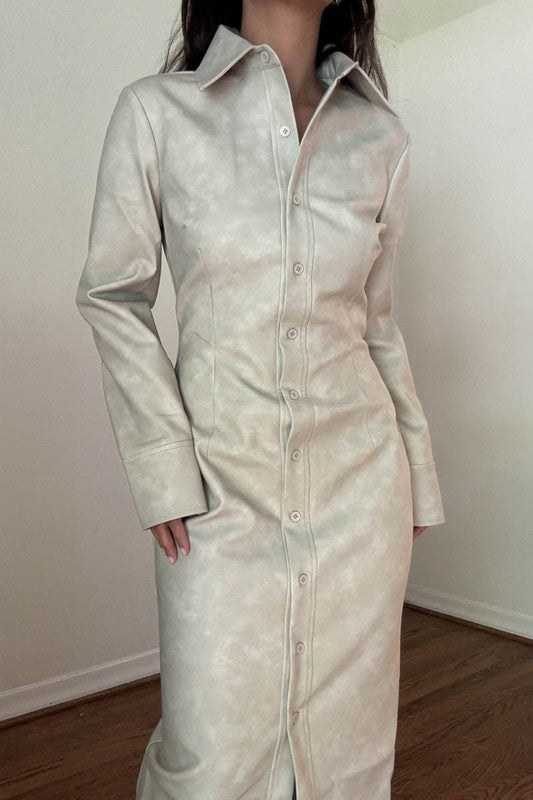 FAUX LEATHER MAXI DRESS