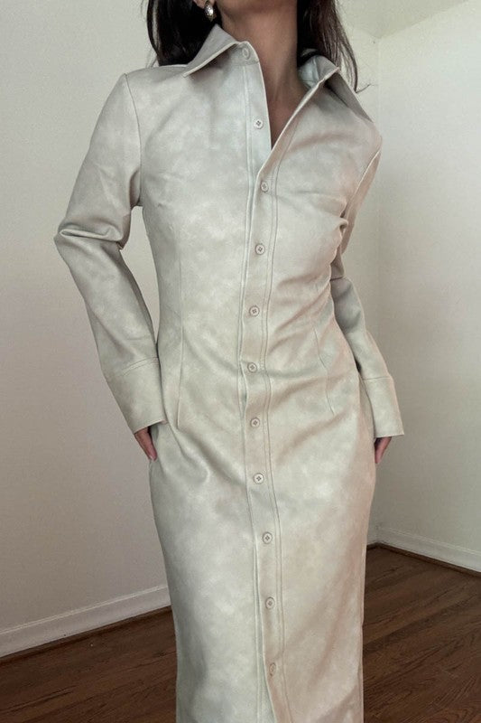 FAUX LEATHER MAXI DRESS
