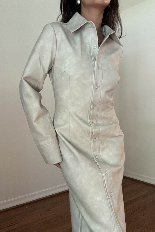 FAUX LEATHER MAXI DRESS