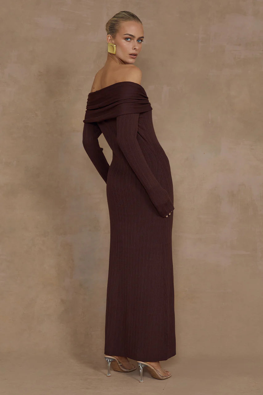 AIRLIE MIDI DRESS - BROWN