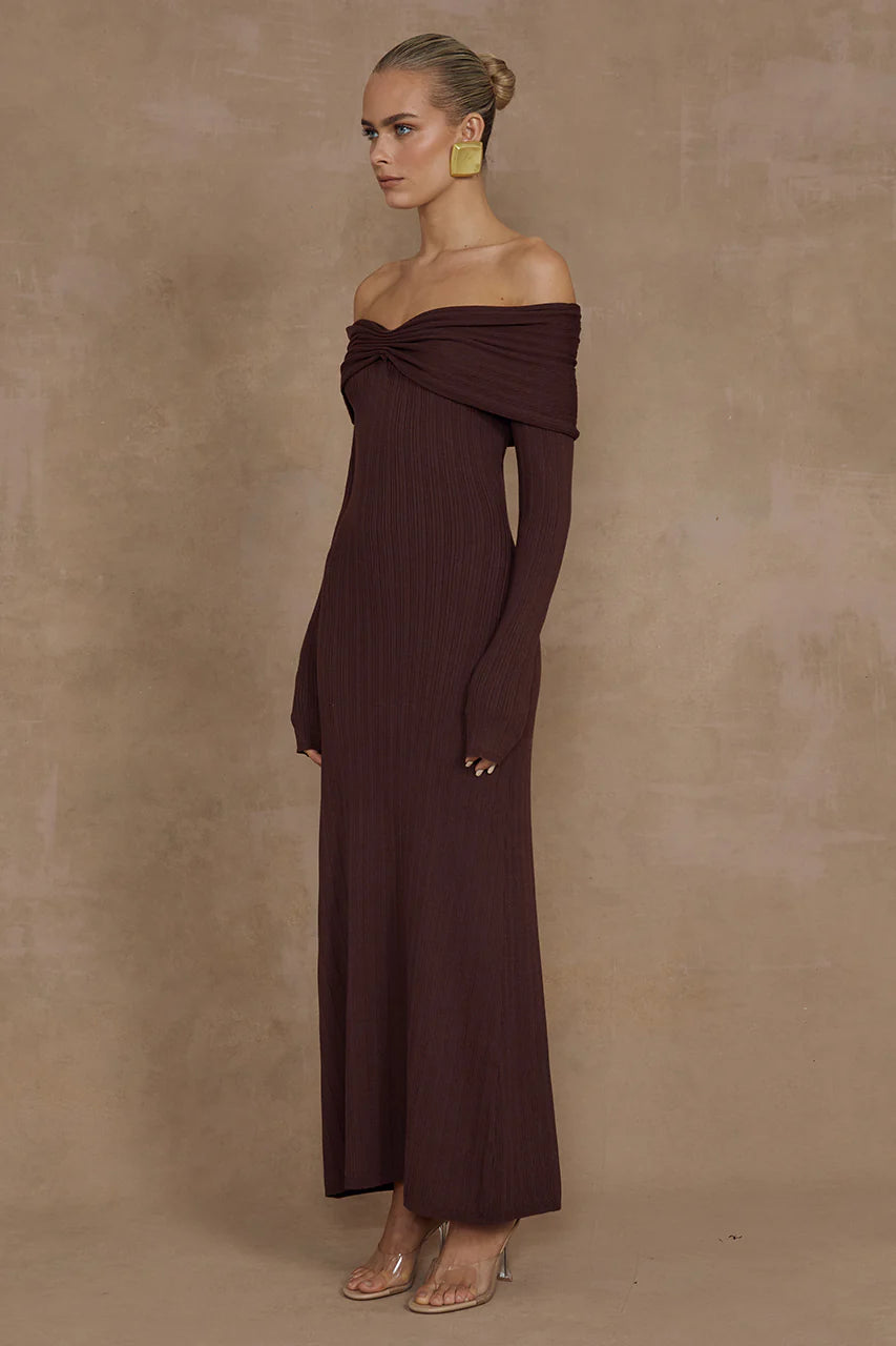 AIRLIE MIDI DRESS - BROWN