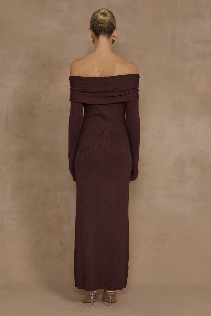 AIRLIE MIDI DRESS - BROWN