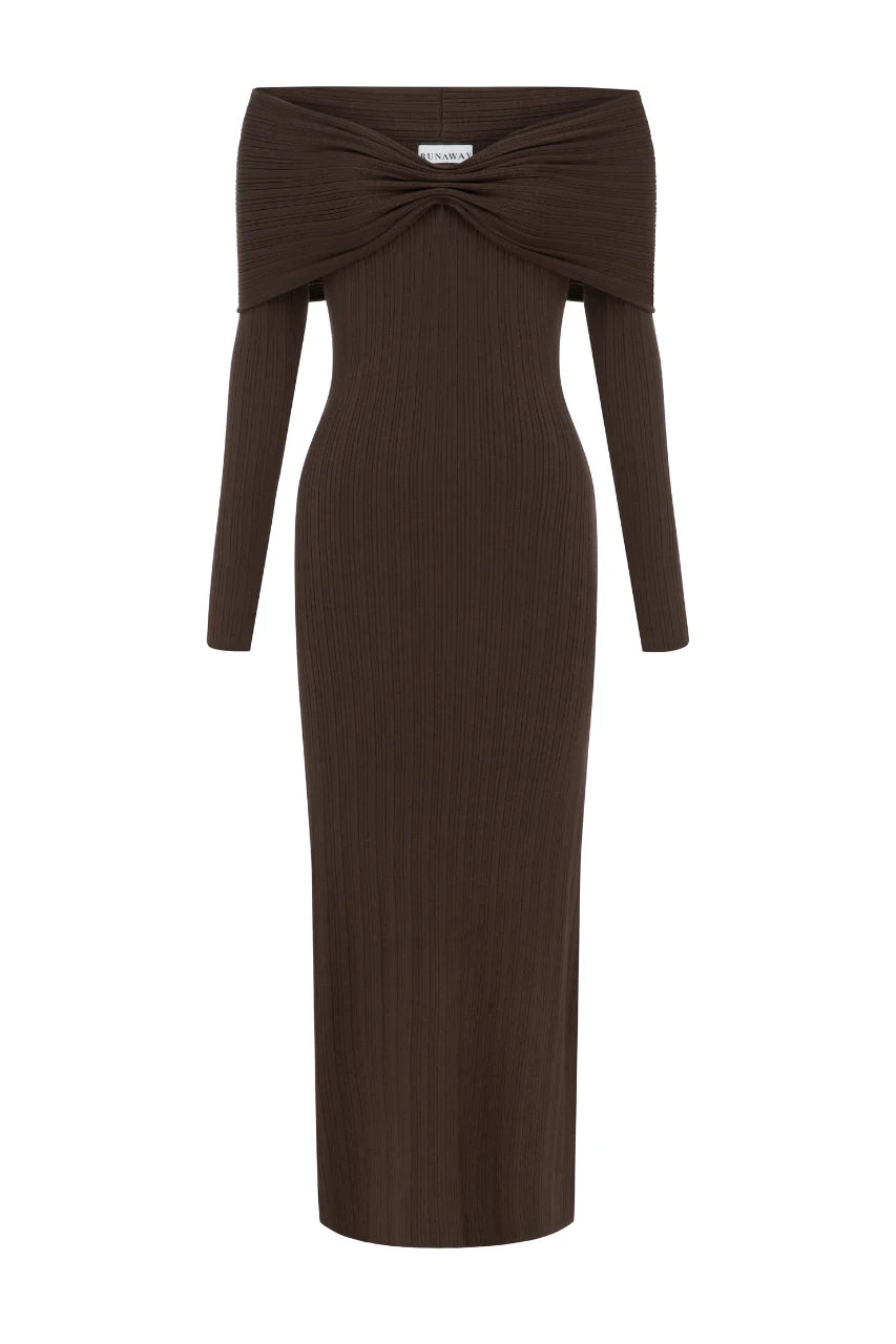 AIRLIE MIDI DRESS - BROWN