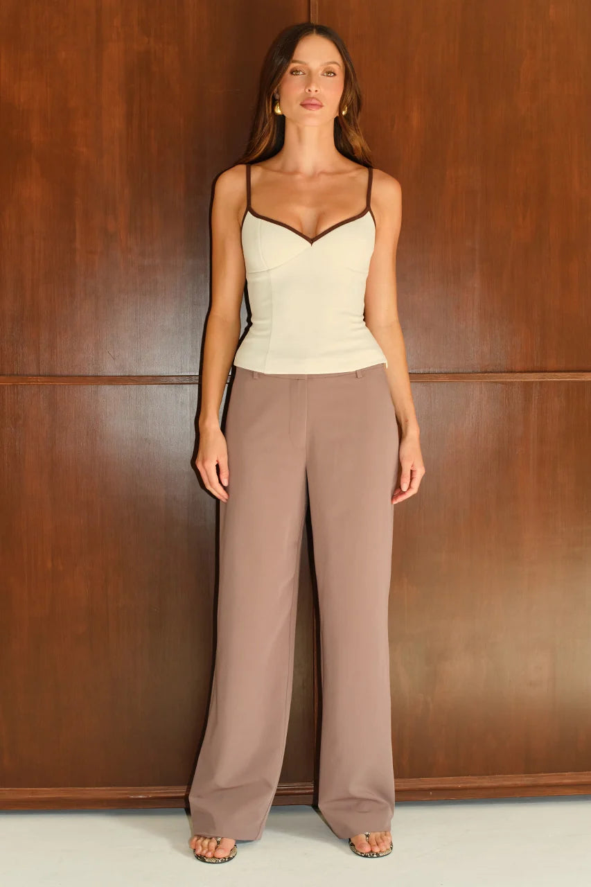 KIKO LOW RISE TAILORED PANTS - MOCHA