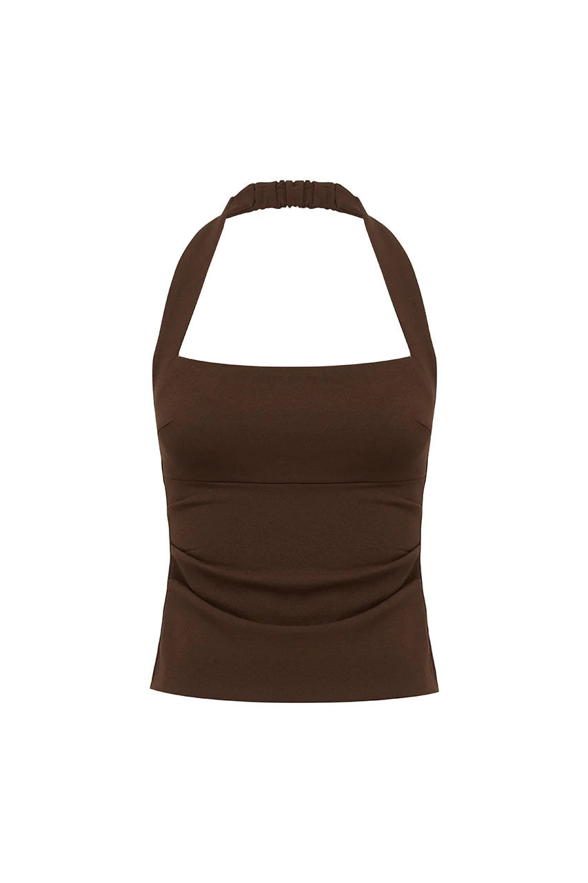 PARKER HALTER TOP - CHOCOLATE
