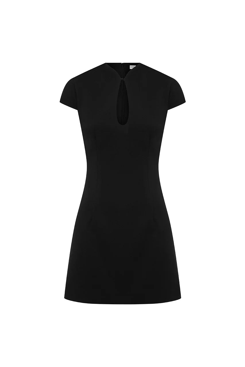 VIENO KEYHOLE FITTED MINI DRESS - BLACK