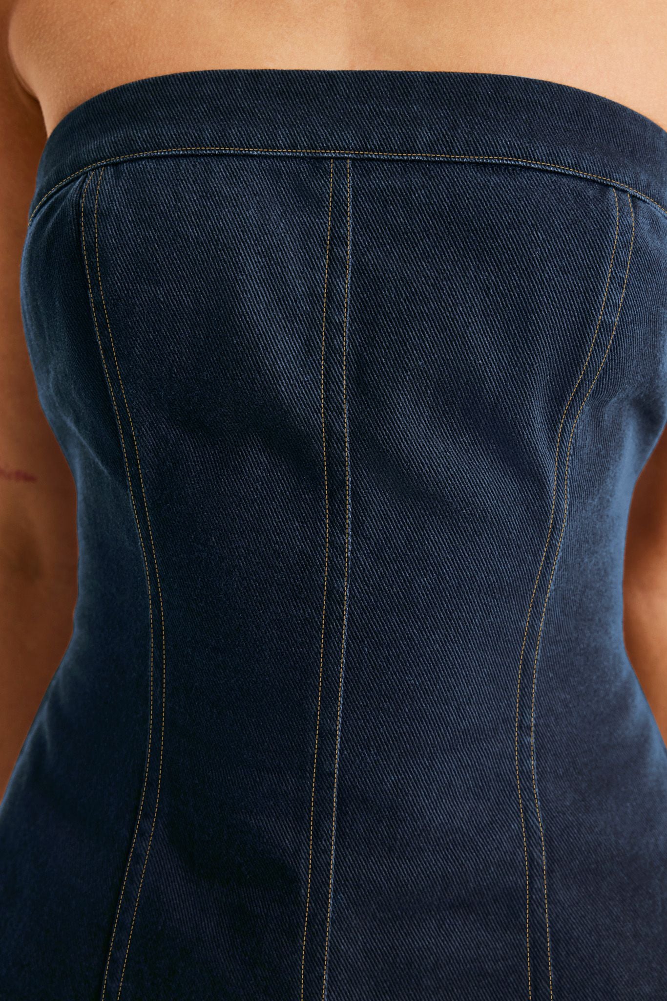 SNDYS LEX DENIM CORSET TOP - INDIGO BLUE