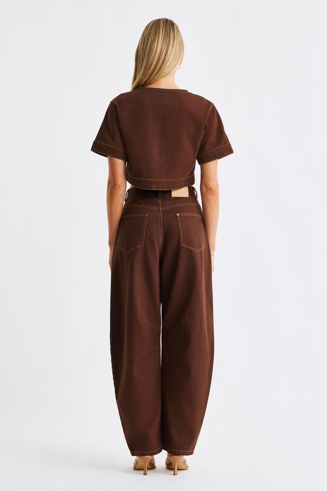 SNDYS TILLA DENIM TOP - CHOCOLATE