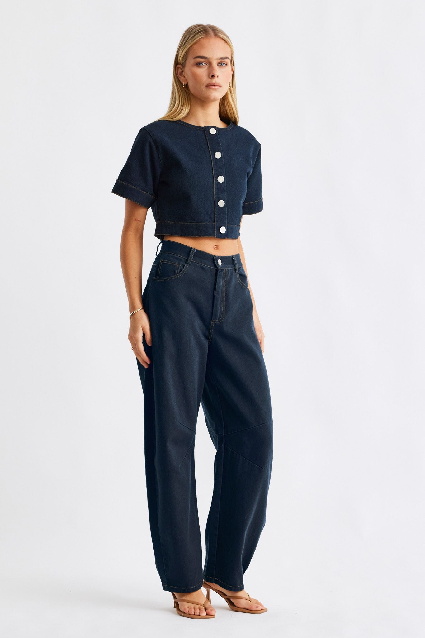SNDYS TILLA DENIM TOP - INDIGO BLUE