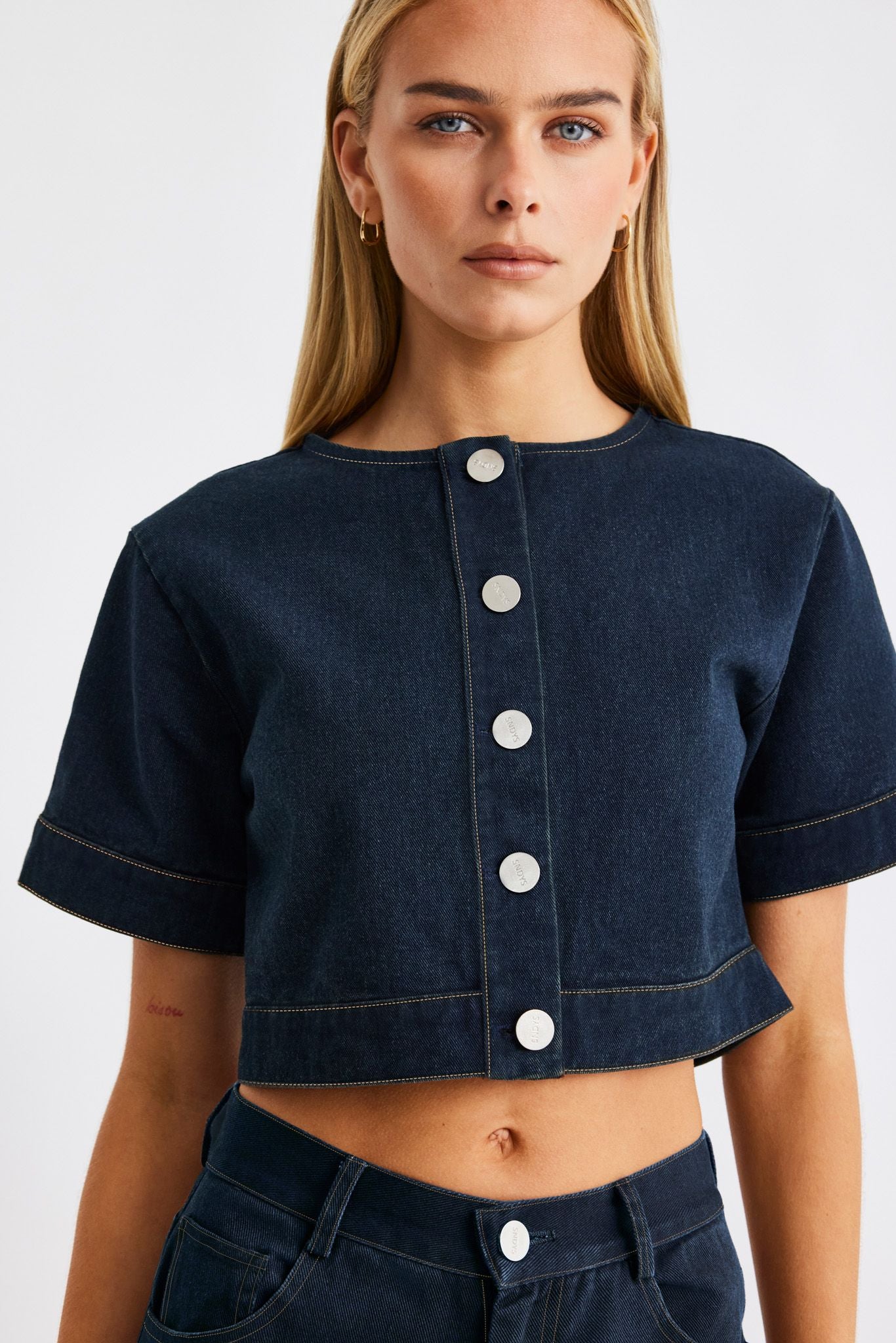 SNDYS TILLA DENIM TOP - INDIGO BLUE