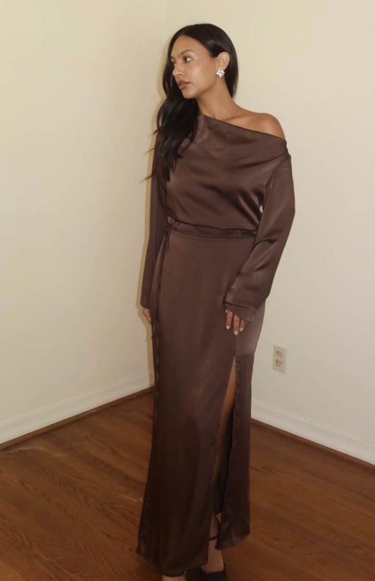 CINDY MAXI DRESS - BROWN