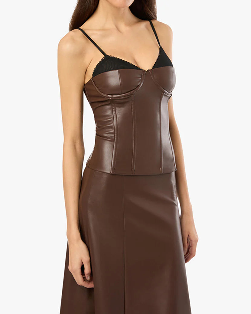 WEWOREWHAT CORSET VEGAN LEATHER TOP