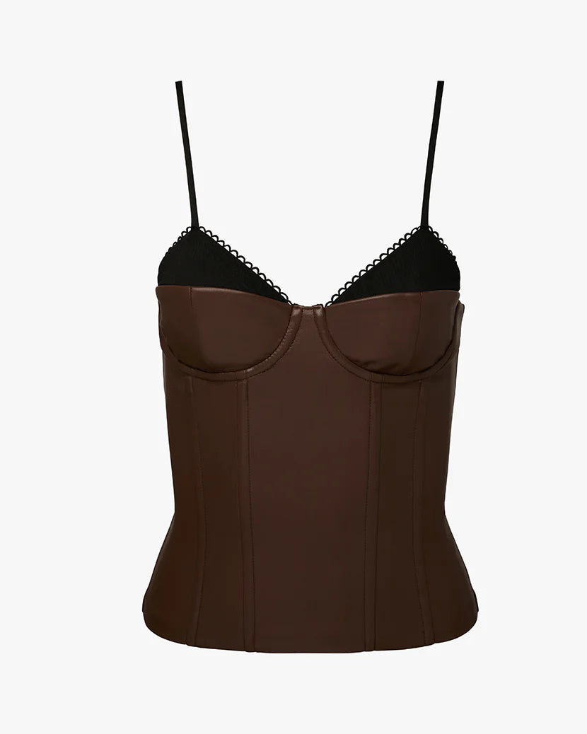 WEWOREWHAT CORSET VEGAN LEATHER TOP