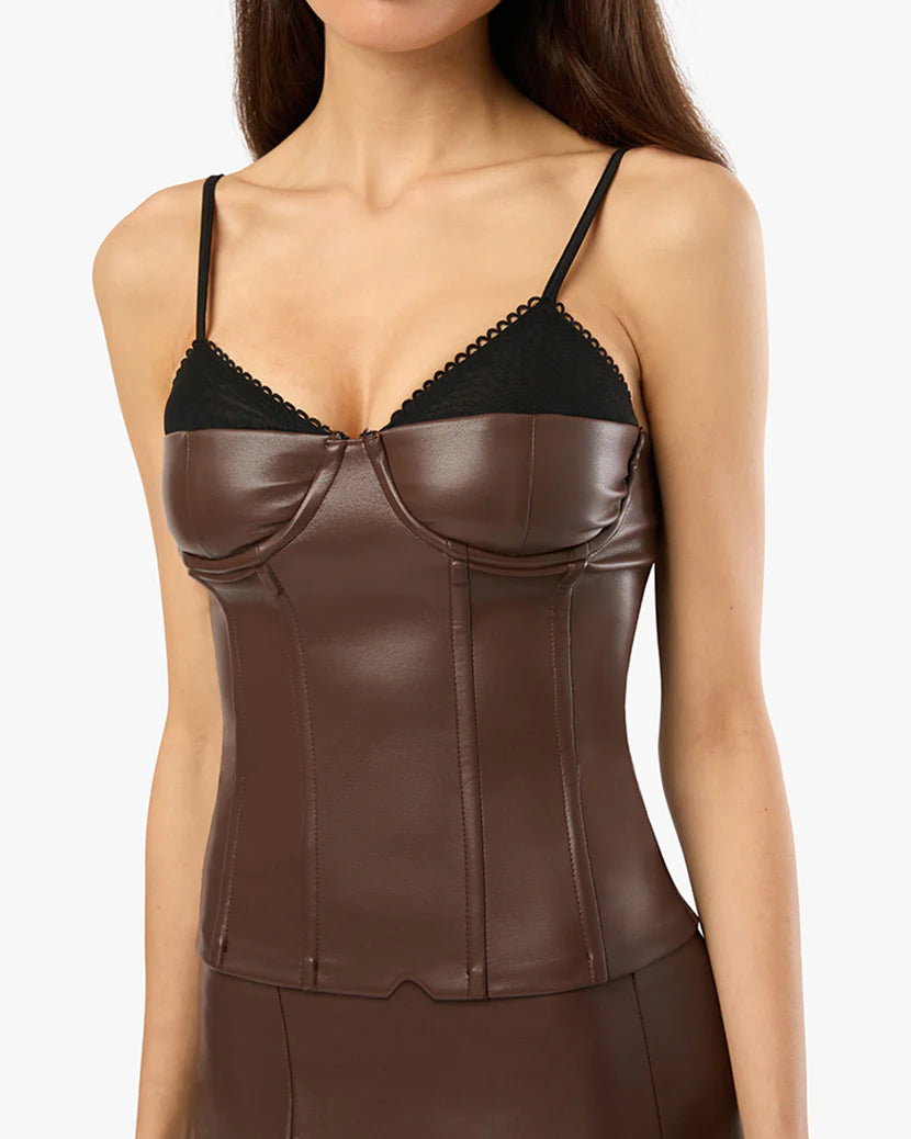 WEWOREWHAT CORSET VEGAN LEATHER TOP