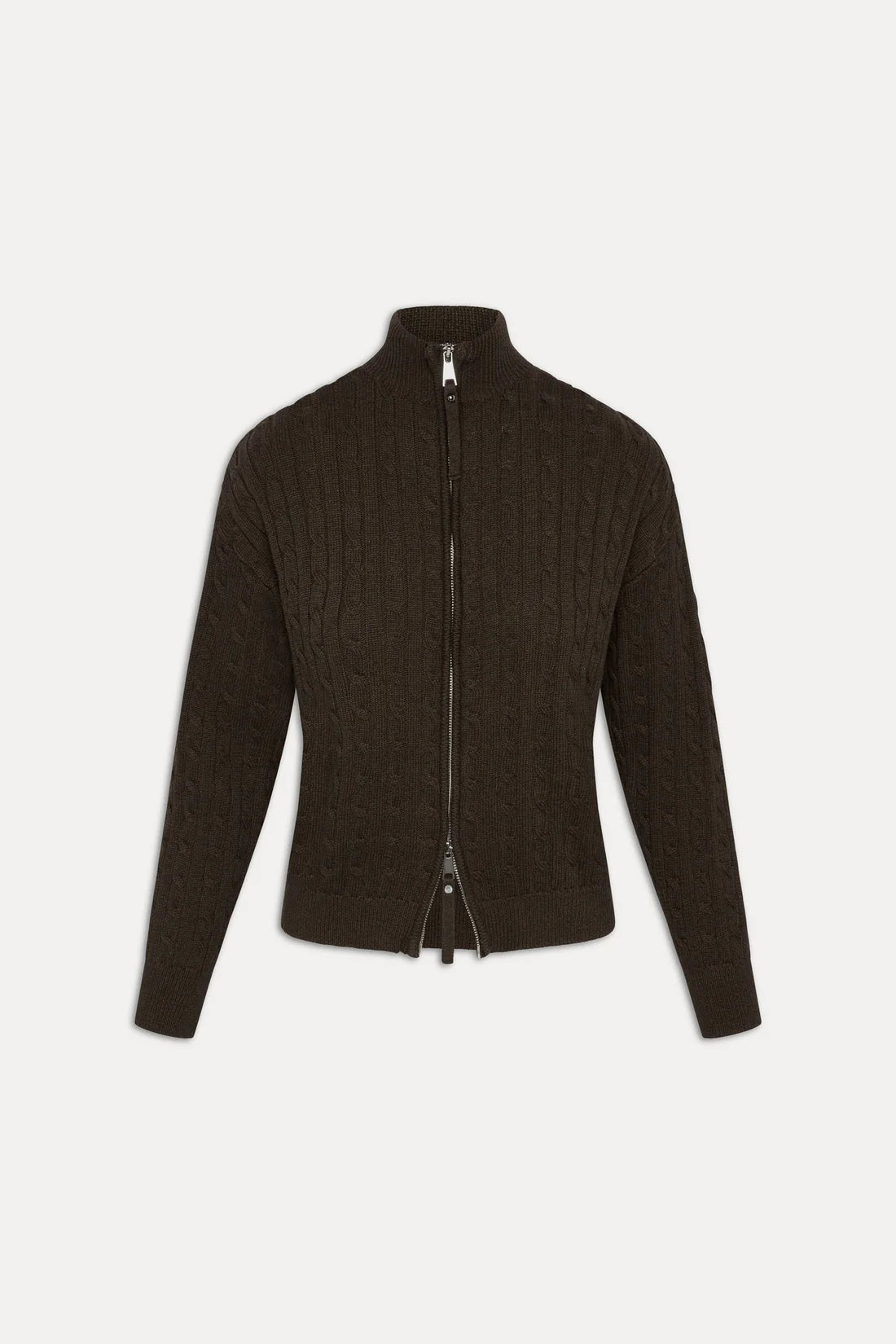 FRANKIES BEA CABLE KNIT ZIP UP SWEATER