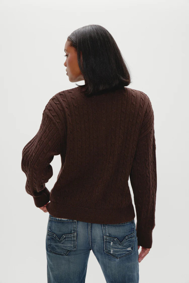 FRANKIES BEA CABLE KNIT ZIP UP SWEATER