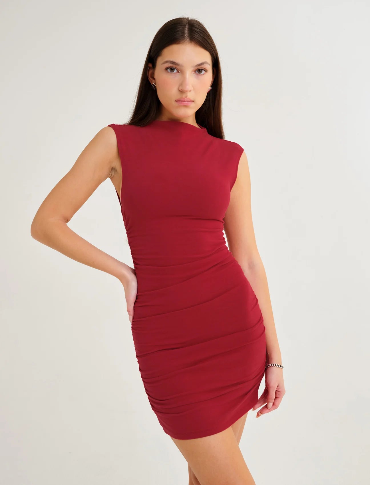 RUMORED MINIMALIST MINI DRESS - MAROON