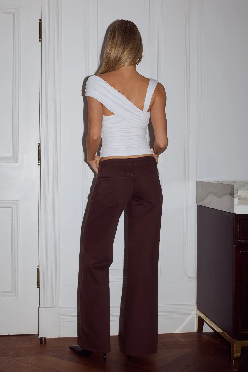 ZAVI STRAIGHT LEG JEANS - CHOCOLATE