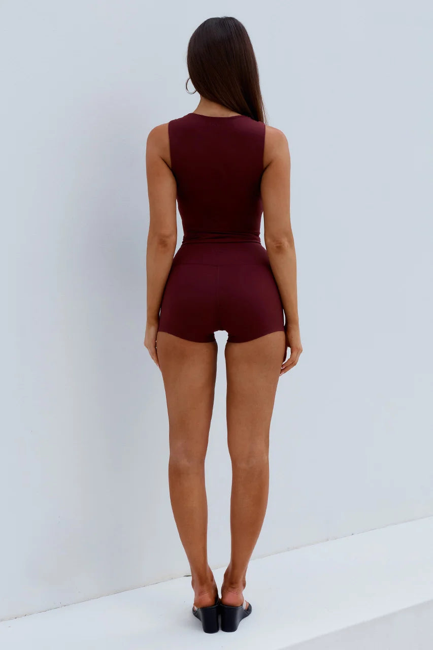 FAWN SQUARE NECK TANK TOP - CHERRY
