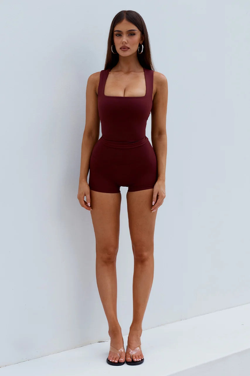 FAWN SQUARE NECK TANK TOP - CHERRY