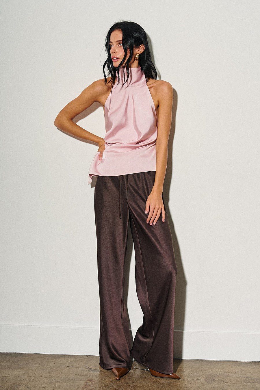 ROMA SATIN PANT - COFFEE BEAN