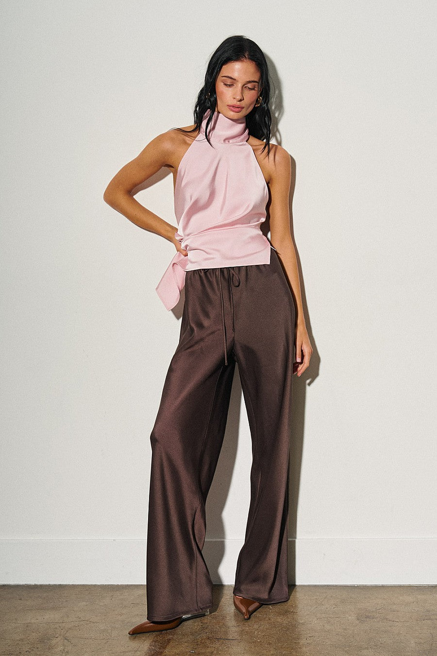 ROMA SATIN PANT - COFFEE BEAN