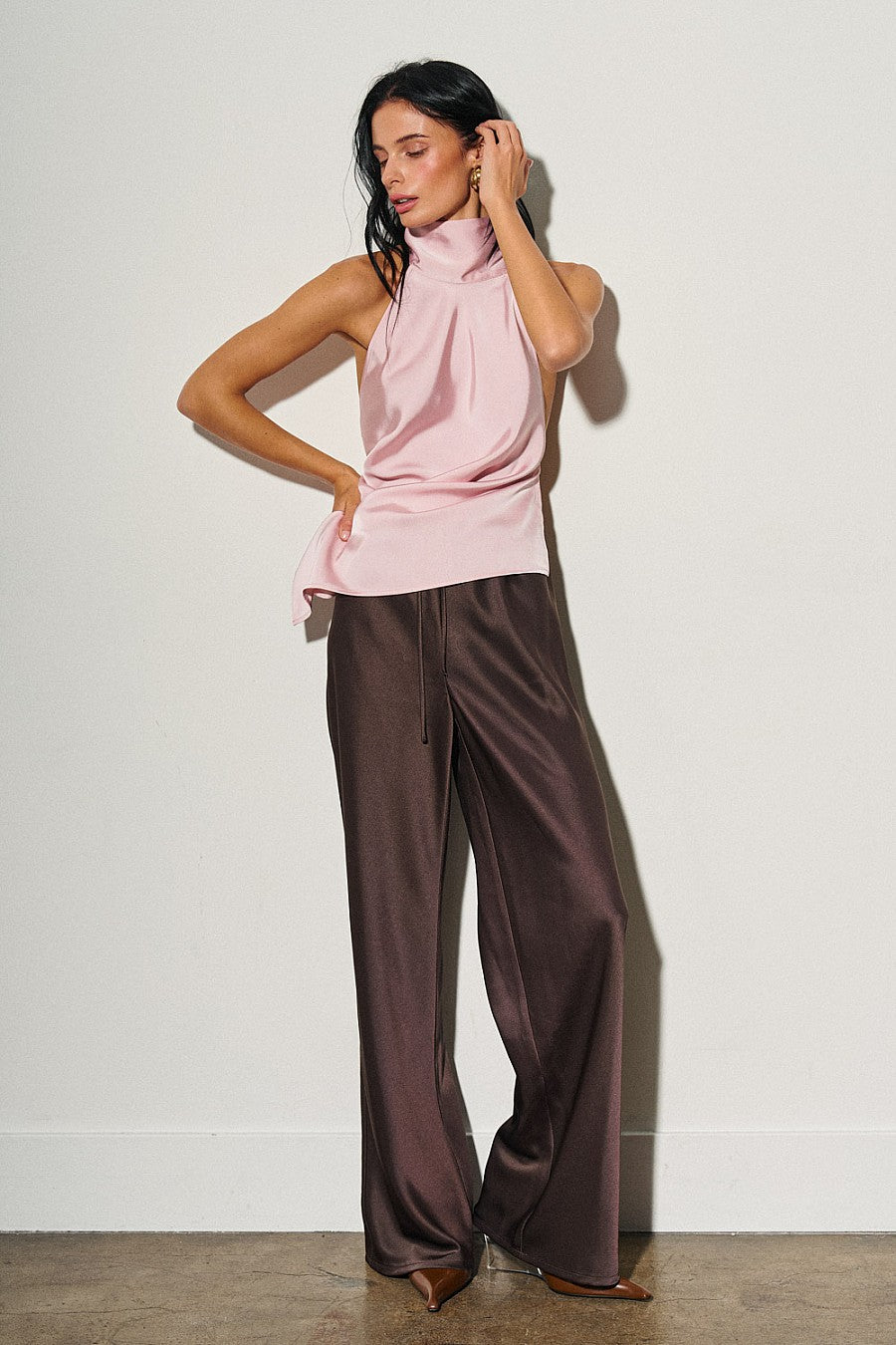 ROMA SATIN PANT - COFFEE BEAN