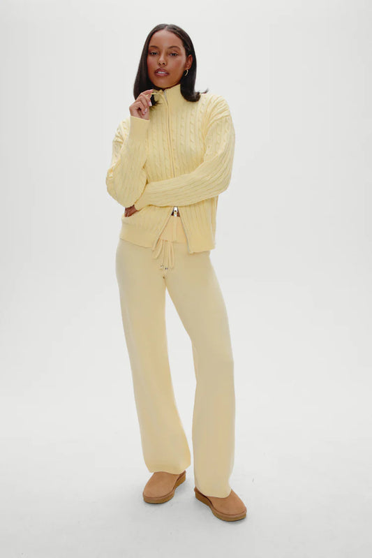 FRANKIES BIKINIS BEA CABLE KNIT SWEATER - VANILLA