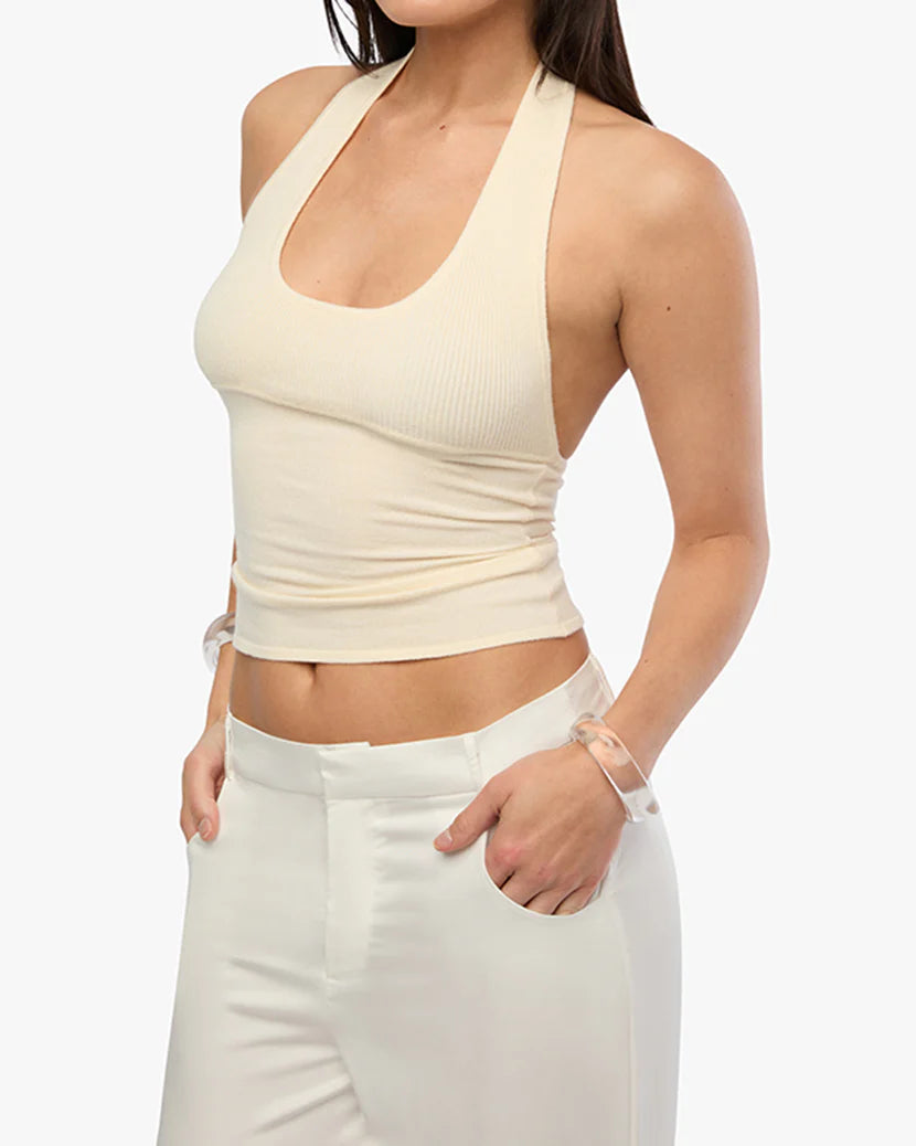 WEWOREWHAT SCOOP NECK HALTER TANK