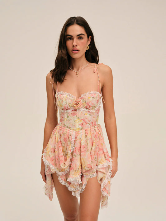 FOR LOVE AND LEMONS ELEA ASYMMETRICAL MINI DRESS