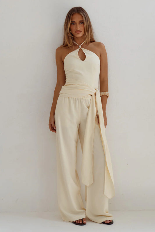 YARA ELASTICATED WIDE LEG PANT - BUTTER