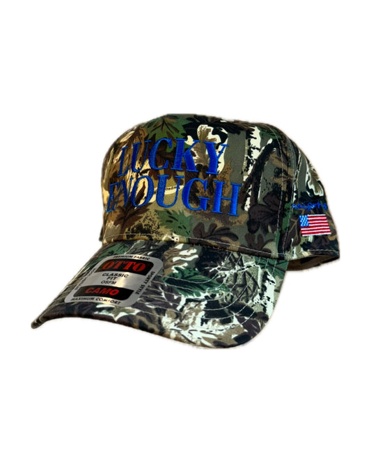 LUCKY ENOUGH CAMO TRUCKER HAT